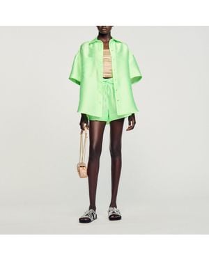 Sandro Oversized Satin Shirt - Green