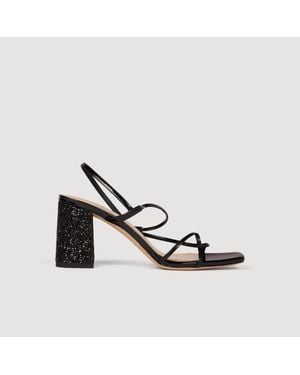 Sandro Glitter Heel Sandals - Metallic
