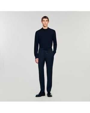 Sandro Elasticated Straight-Leg Pants - Blue