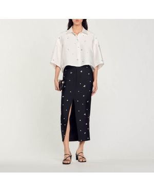 Sandro Shirt Embellished With Rhinestones - Black