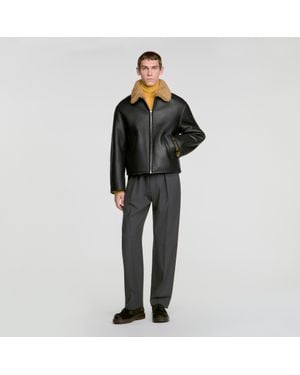 Sandro Shearling Jacket - Black