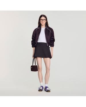 Sandro Mini Pleated Wool Skirt - Blue