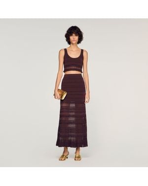 Sandro Pointelle Knit Maxi Skirt - Purple