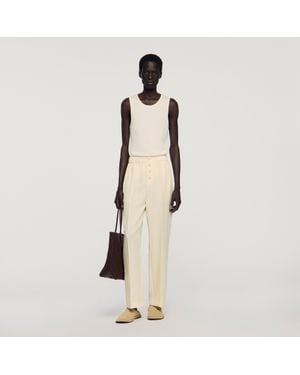 Sandro Flowing Elasticated Pants - Natural