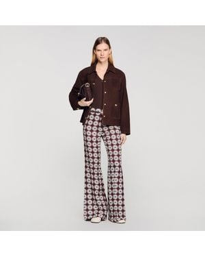 Sandro Floral-Print Floaty Pants - Red