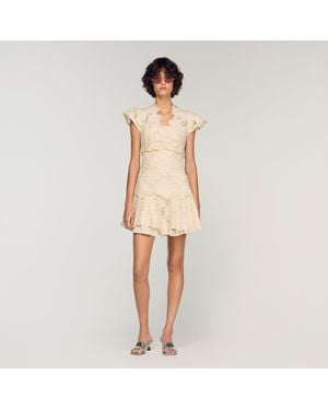 Sandro Short Guipure Dress - Natural
