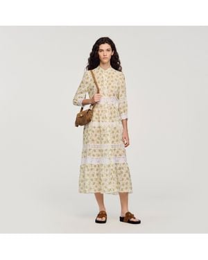 Sandro Floral Lace Maxi Dress - Natural