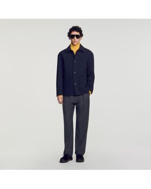 Sandro Wool Worker Jacket - Blue