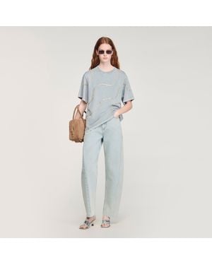 Sandro Rhinestone T-Shirt - Blue