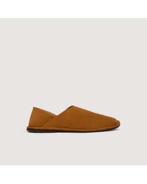Sandro Split Leather Slippers - Brown