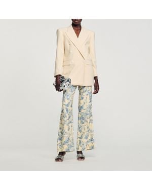 Sandro Double-Breasted Suit Jacket - Natural