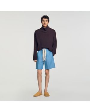 Sandro Faded Cotton Shorts - Blue