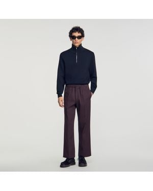 Sandro Wide-Leg Elastic Waist Pants - Blue