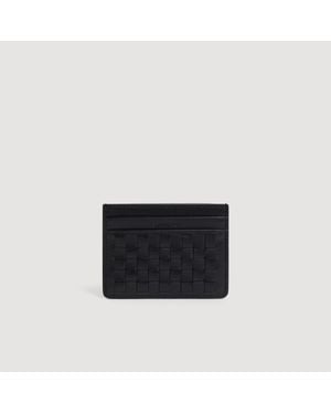 Sandro Braided Leather Card Holder - Black