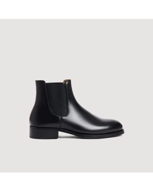 Sandro Smooth Leather Chelsea Boots - Black