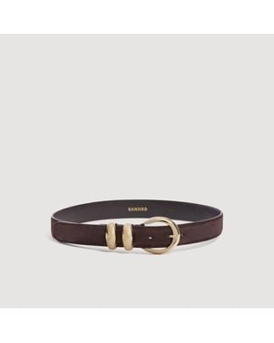 Sandro Suede Leather Belt - Brown