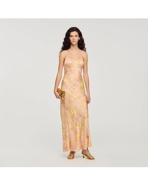 Sandro Flower Print Maxi Dress - Natural