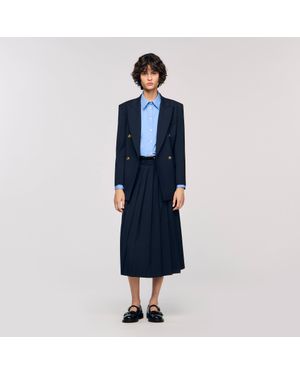 Sandro Long Pleated Skirt - Blue