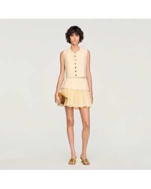 Sandro Mini Pleated Skirt - Natural