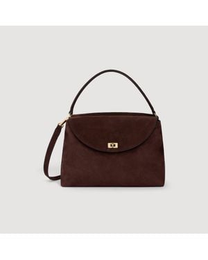 Sandro Le Grand Bazaar Leather & Suede Bag - Brown