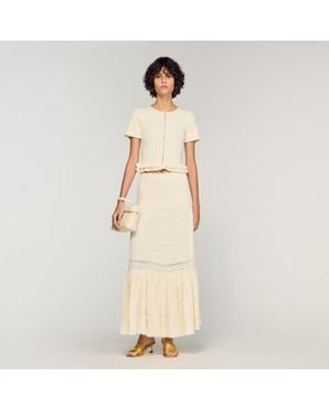 Sandro Long Knit Skirt - Natural