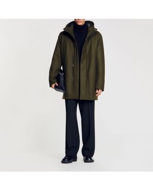 Sandro Hooded Wool Parka - Black