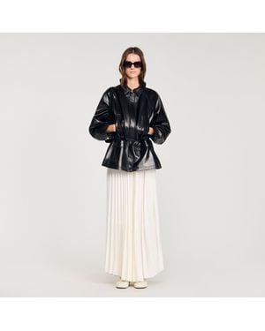 Sandro Smooth Leather Jacket - Black