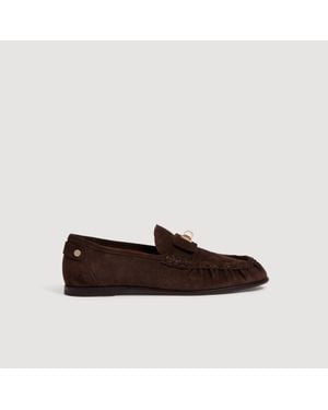 Sandro Suede Loafers With Clasp - Brown
