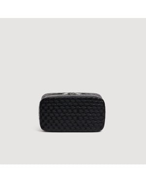 Sandro Woven Leather Toiletry Bag - Black