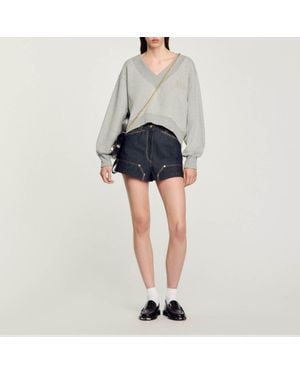 Sandro Cropped Sweatshirt - Black