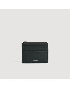 Sandro Leather Zip Card Holder - Black