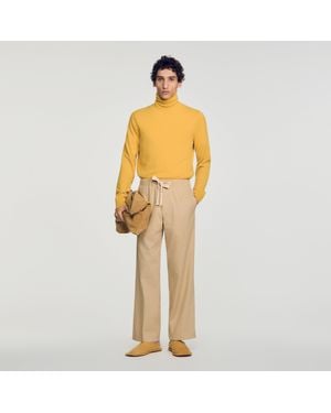 Sandro Wide-Leg Cotton Pants - Yellow