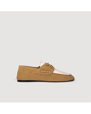 Sandro Suede Boat Shoes - Natural
