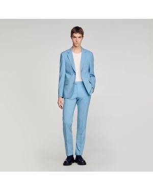 Sandro Wool Suit Jacket - Blue