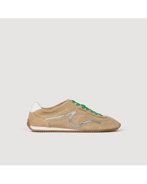 Sandro Light Wave Suede Sneakers - Brown