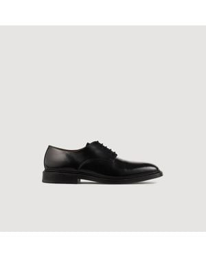 Sandro Glazed Leather Derbies - Black
