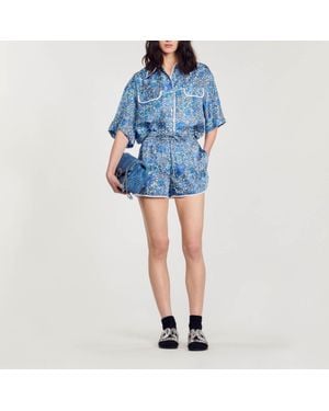 Sandro Floral Print Shorts - Blue