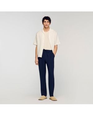 Sandro Straight-Leg Linen Pants - Blue