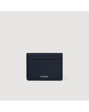 Sandro Grained Leather Card Holder - Blue