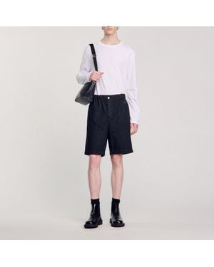 Sandro Raw Denim Bermuda Shorts - Blue