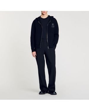 Sandro Zip-Up Cardigan With Snake Detail - Blue