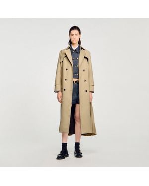 Sandro Belted Double-Breasted Trench - Metallic