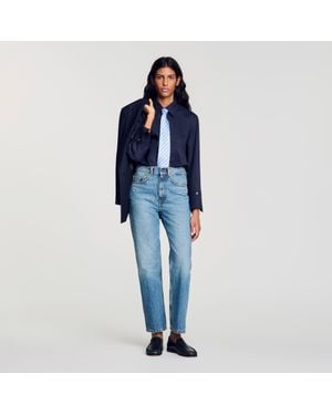Sandro Cotton Shirt With Wide Cuffs - Blue