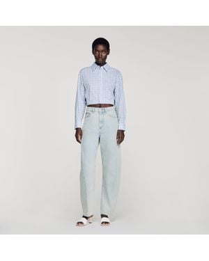 Sandro Faded Barrel Cotton Jeans - Blue