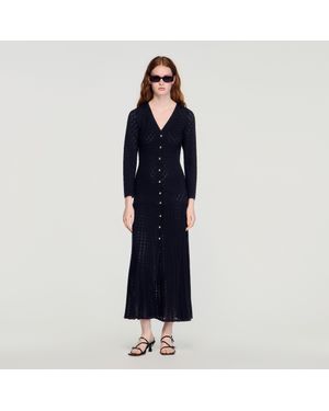 Sandro Fancy Knit Maxi Dress - Blue