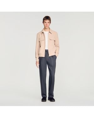 Sandro Waffle-Effect Zip-Up Jacket - Blue