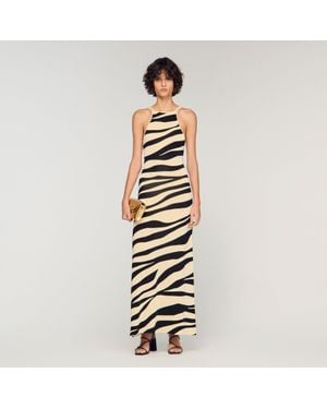 Sandro Zebra Print Knit Maxi Dress - Metallic