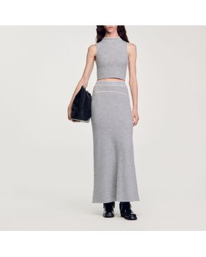 Sandro Sleeveless Knitted Crop Top - Gray