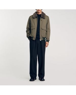 Sandro Fur Collar Jacket - Green