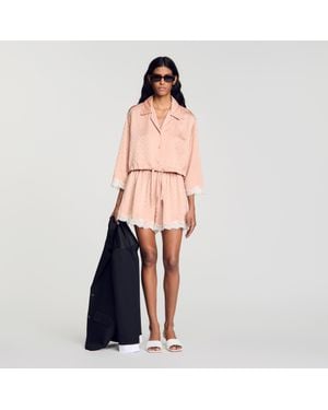 Sandro Shirt Embellished With Rhinestones - Pink